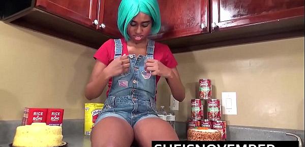  Sexy Ebony Big Tits Step Sister Msnovember Give Blowjob & Sex In Kitchen Cooking
